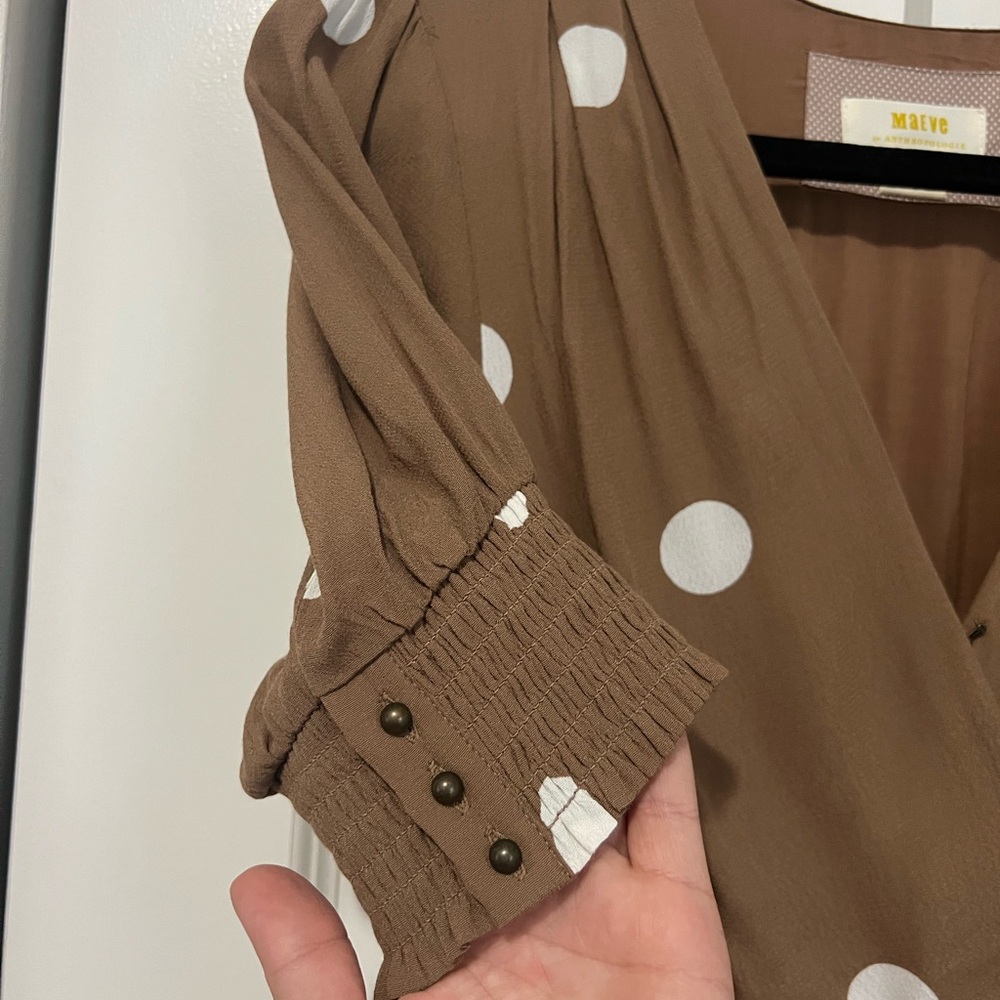 Anthropologie Maeve Bernice Polka Dot Wrap Dress (Size 4) - Picture 10 of 10